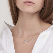 Hook Pendant - Silver & Diamond