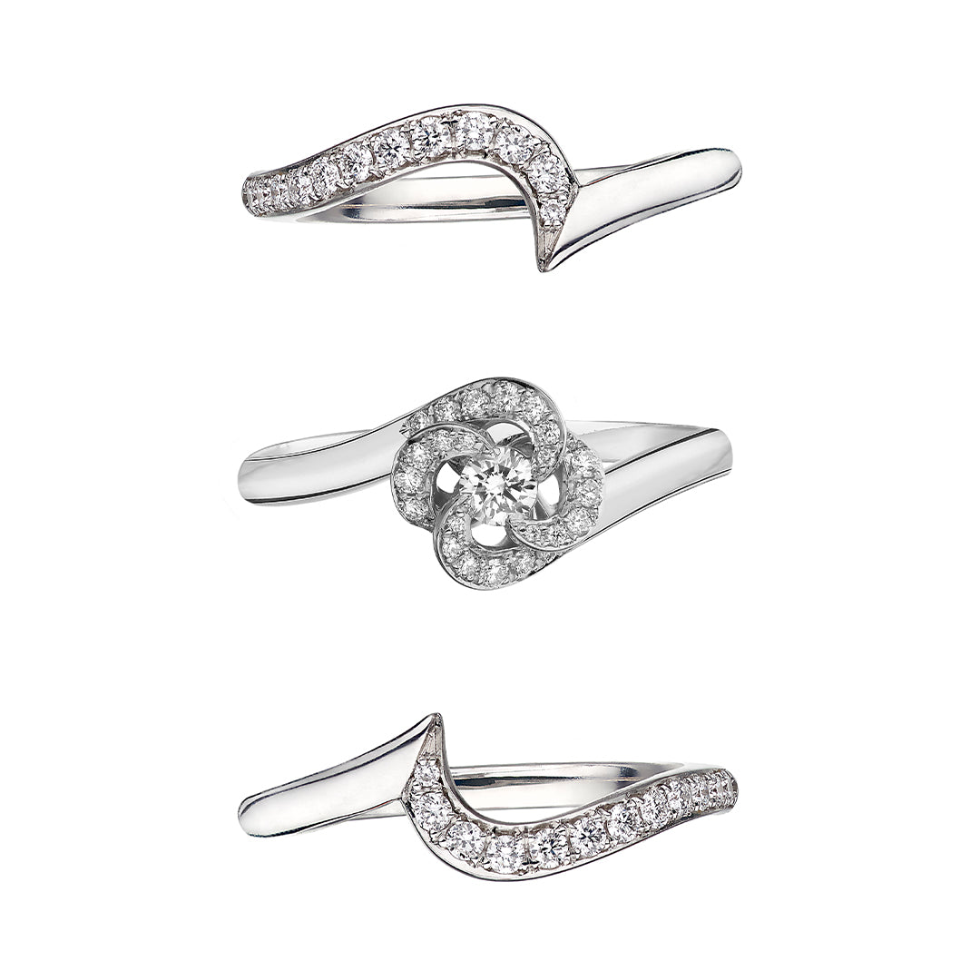 Entwined Petal10 Engagement Ring - 18ct White Gold & 0.24ct Diamond