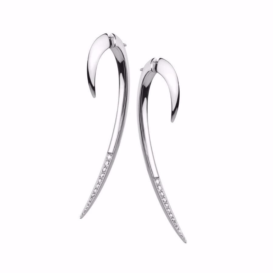 Hook Large Earrings - Silver & Diamond