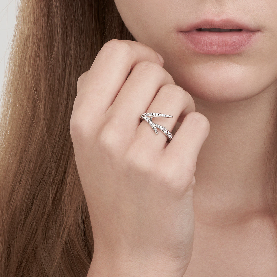 Interlocking Embrace Ring - 18ct White Gold & Diamond