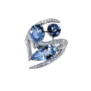 Interlocking Aurora Ring - 18ct White Gold Aquamarine & Diamond