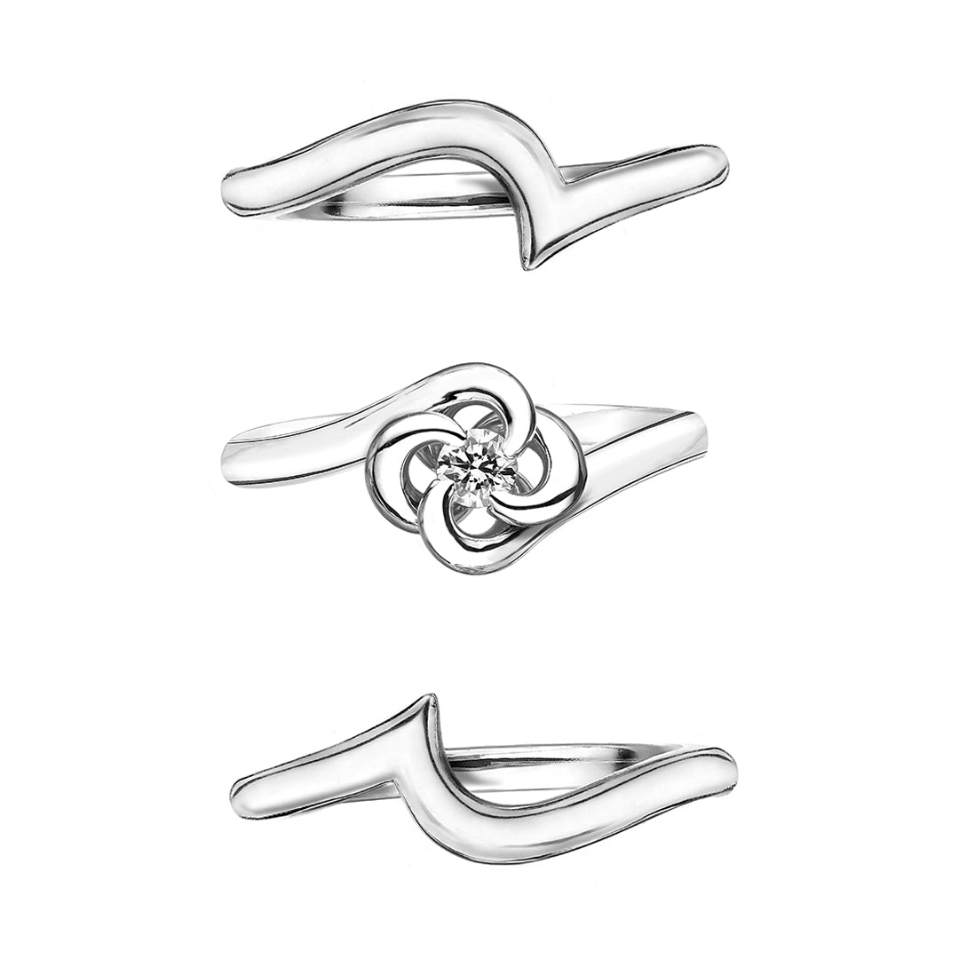 Entwined Petal10 Engagement Ring - 18ct White Gold & 0.10ct Diamond