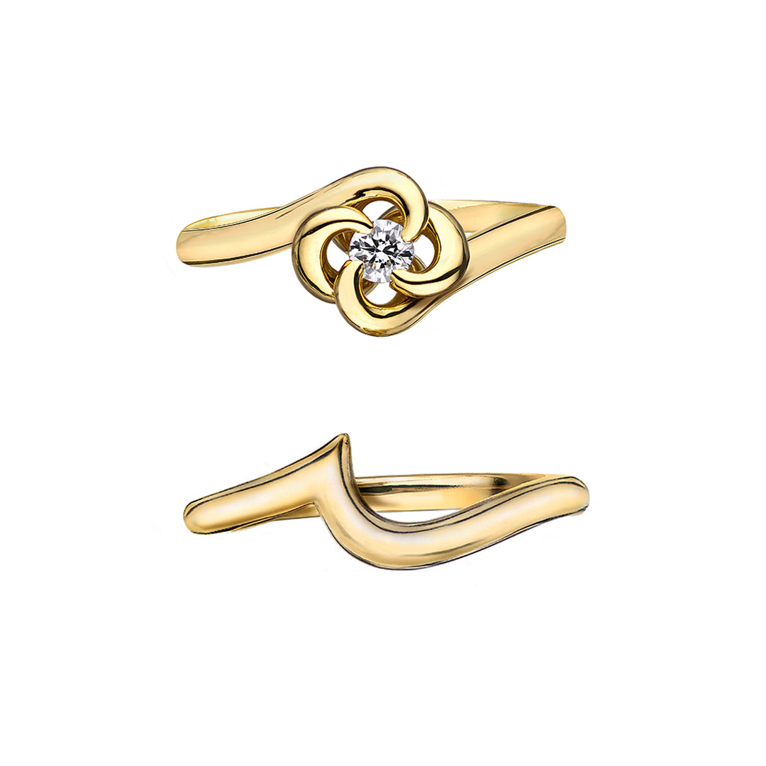 Entwined Petal10 Engagement Ring - 18ct Yellow Gold & 0.10ct Diamond