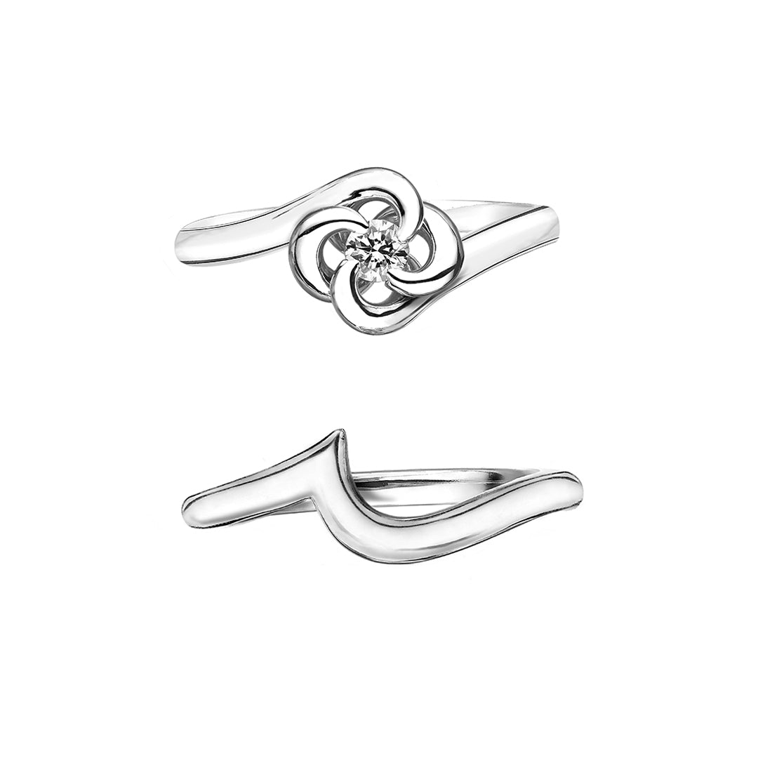 Entwined Petal10 Engagement Ring - 18ct White Gold & 0.10ct Diamond