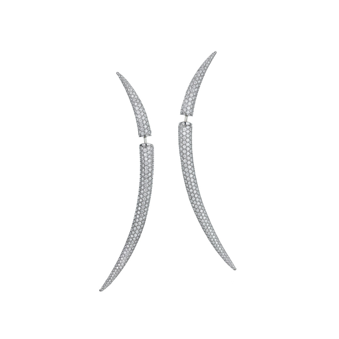 Quill Earrings - Palladium & Diamonds
