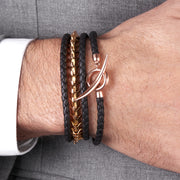 Quill Black Bracelet - Rose Gold Vermeil & Leather