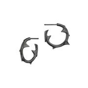 Rose Thorn Small Hoop Earrings - Silver Black Rhodium