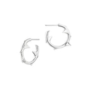 Rose Thorn Small Hoop Earrings - Silver