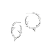 Rose Thorn Medium Hoop Earrings - Silver