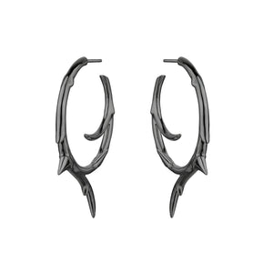 Macys Black Diamond Hoop Earrings in Sterling Silver 14 ct tw   Macys