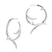 Rose Thorn Large Hoop Earrings - Silver