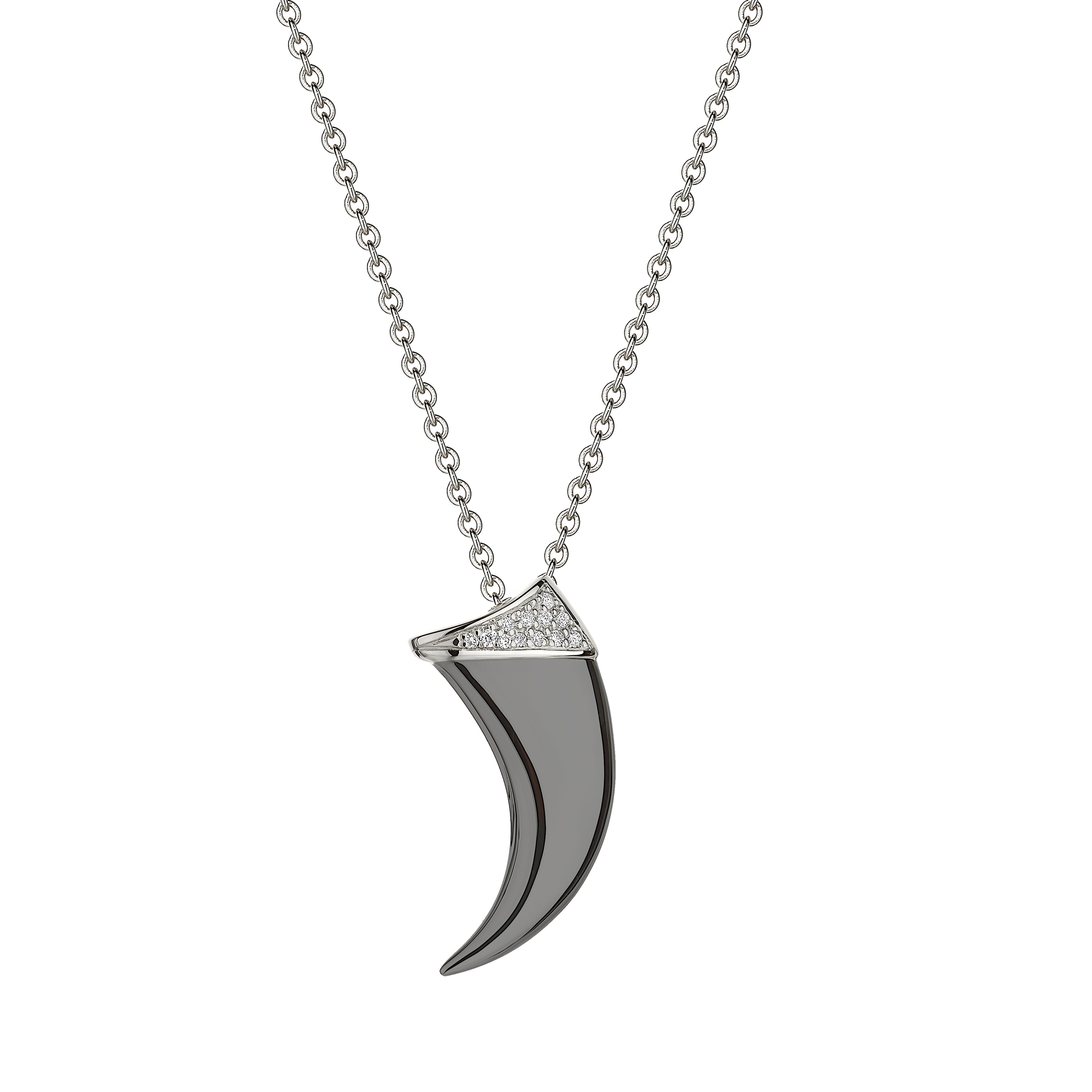 Talon Claw Pendant - Silver Black Rhodium & Diamond PavÃ©