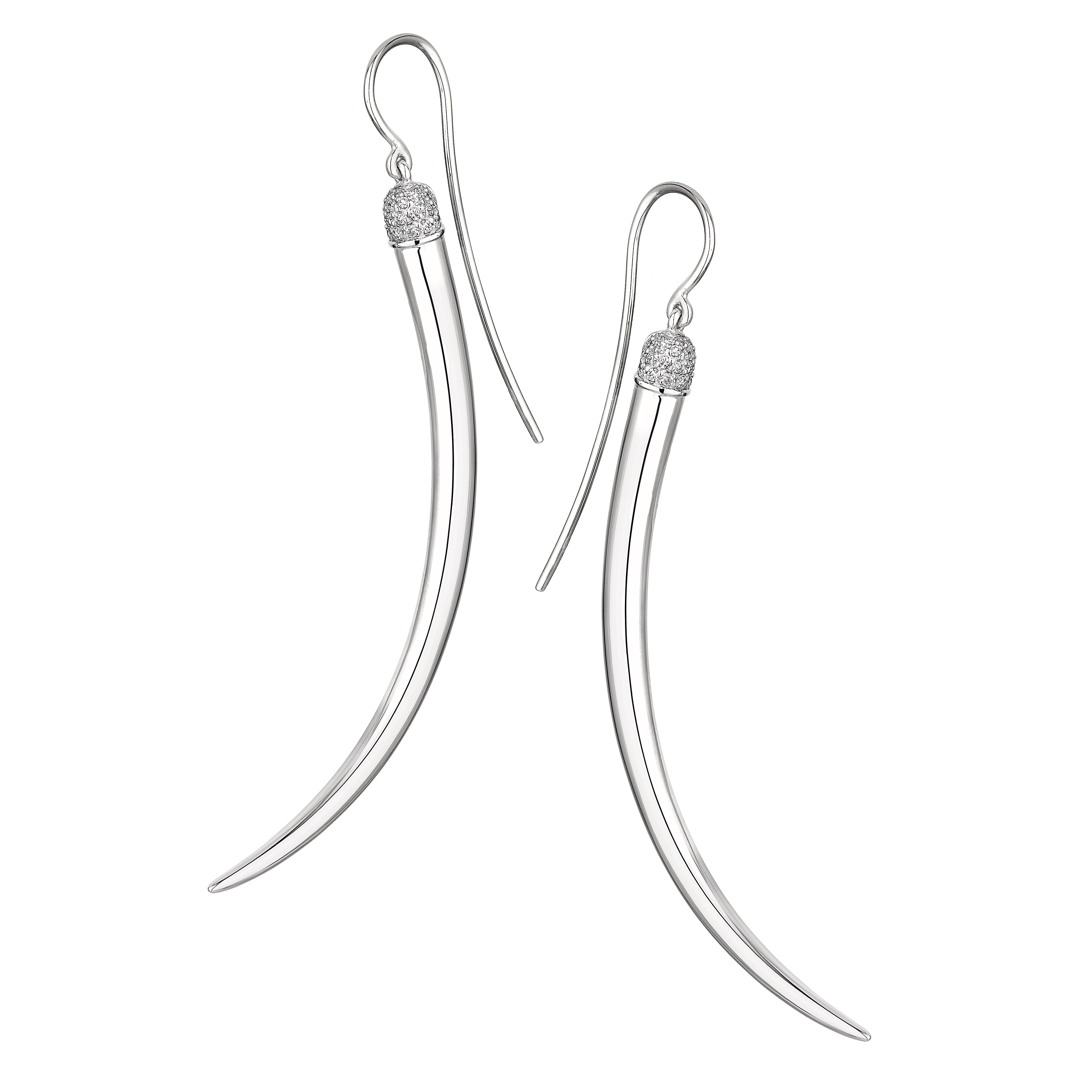 No.1 Large Earrings - Silver & Diamond Pavé