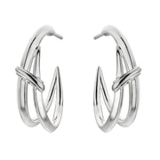 Sabre Deco Twist Hoop Earrings - Silver