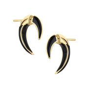 Sabre Deco Talon Earrings - Yellow Gold Vermeil & Black Ceramic