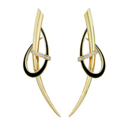 Sabre Deco Statement Earrings - Yellow Gold Vermeil, Ceramic & Diamond