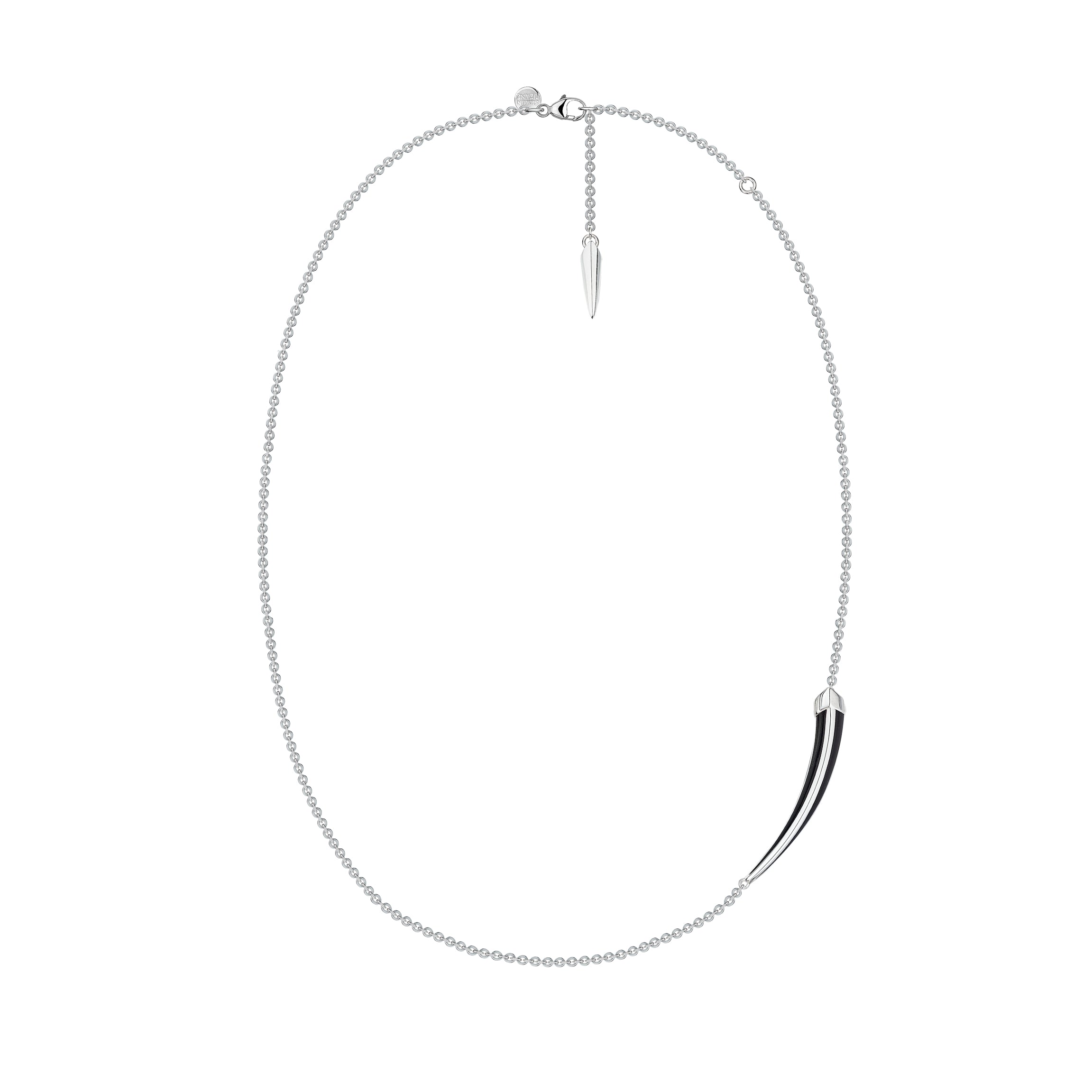 Sabre Deco Small Necklace - Silver & Black Ceramic