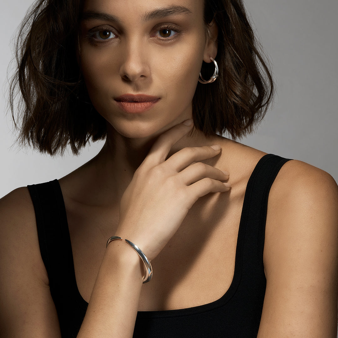 Sabre Deco Cuff Bangle - Silver