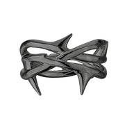 Rose Thorn Triple Band Ring - Silver Black Rhodium