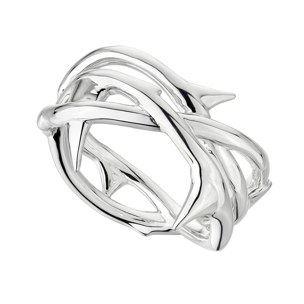 Shaun Leane Silver Rose Thorn Triple Band Ring