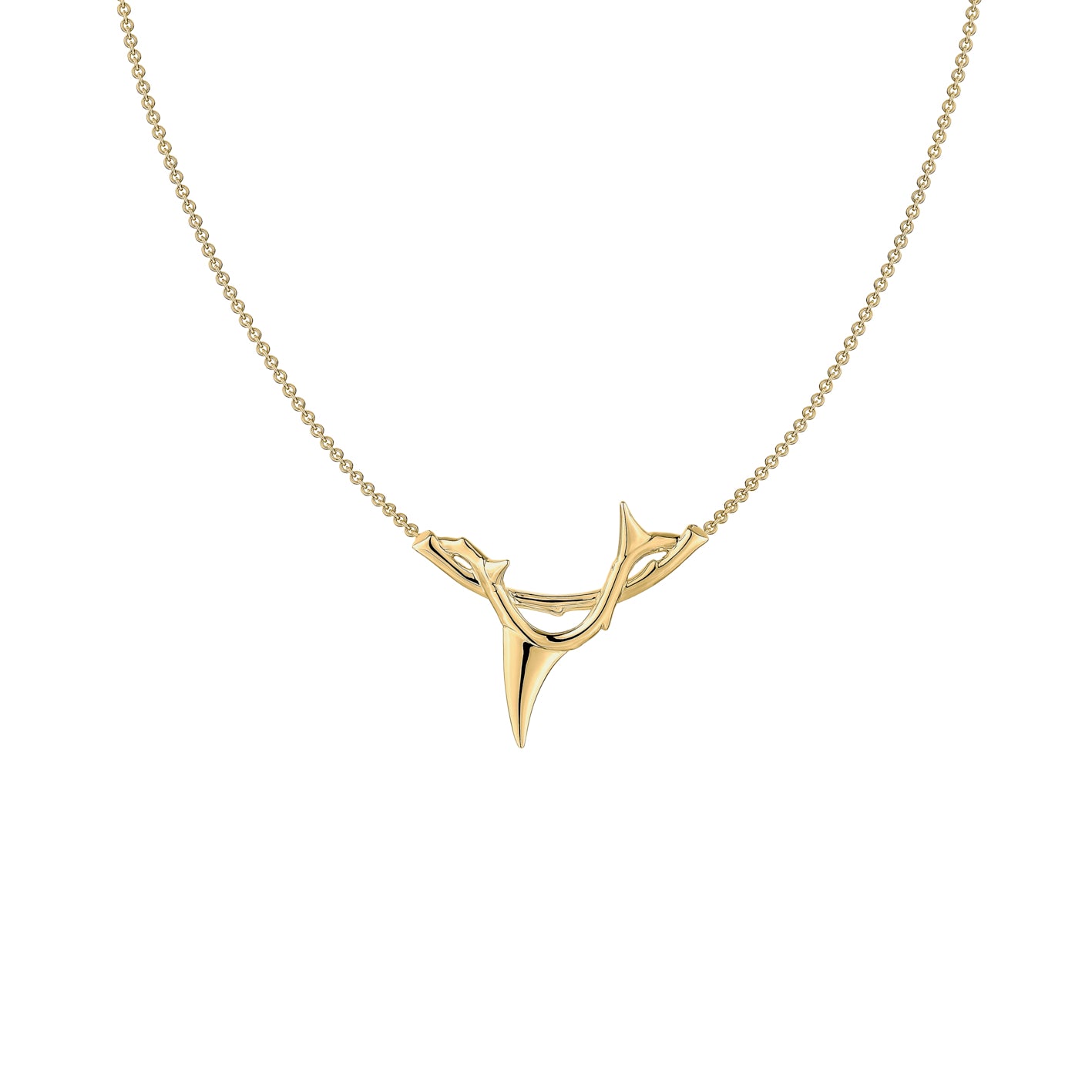 Rose Thorn Branch Pendant - Yellow Gold Vermeil