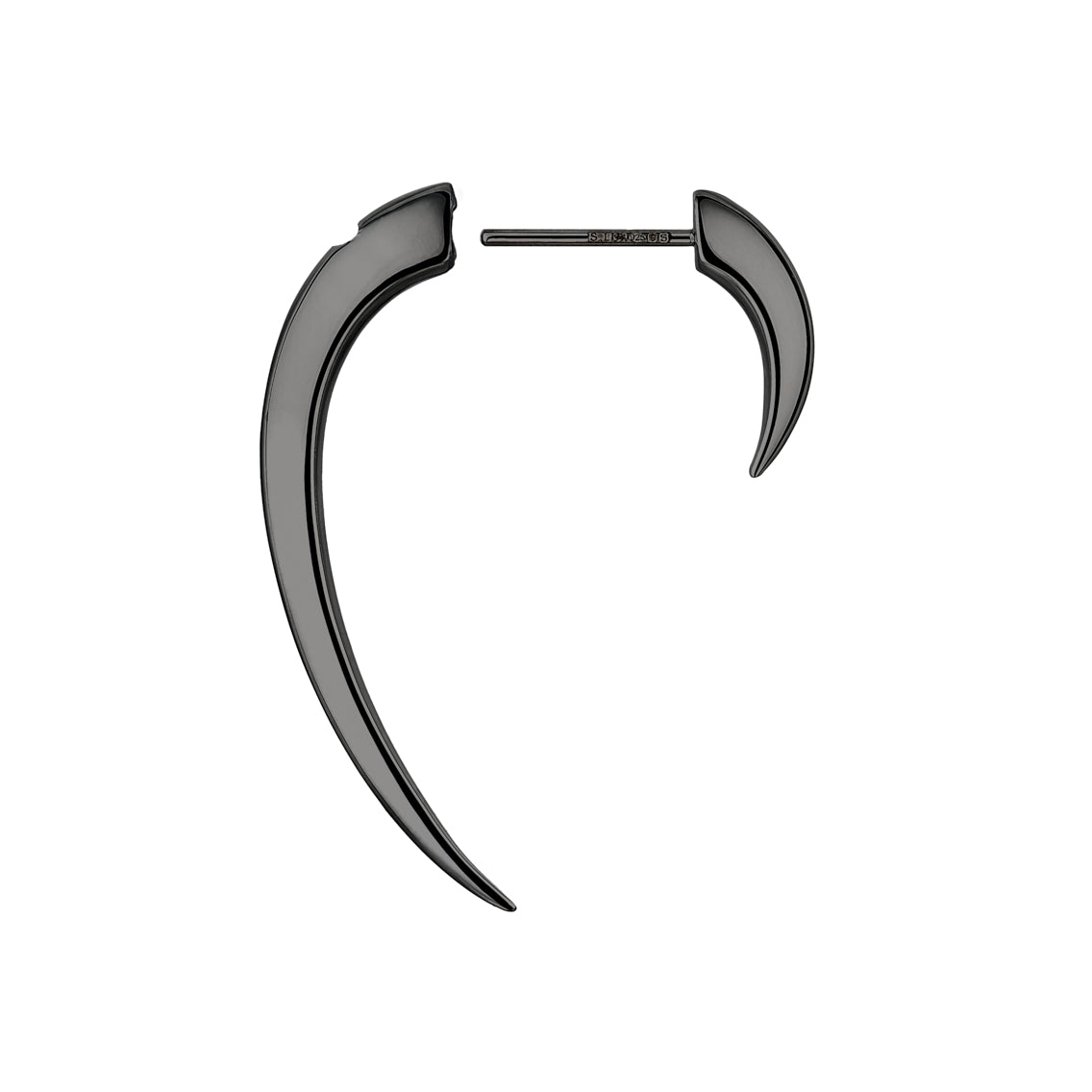 Hook Single Size 1 Earring - Silver Black Rhodium
