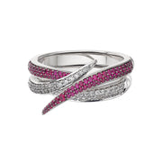 Interlocking Duo Ring - White Diamond & Pink Sapphire