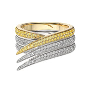 Interlocking Stacked Ring - 18ct White and Yellow Gold & Yellow Sapphire and White Diamond