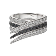 Interlocking Stacked Ring - 18ct White Gold & Black and White Diamond