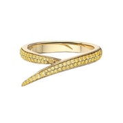 Interlocking Stacked Ring - 18ct White and Yellow Gold & White Diamond, Yellow Sapphire and Tsavorite