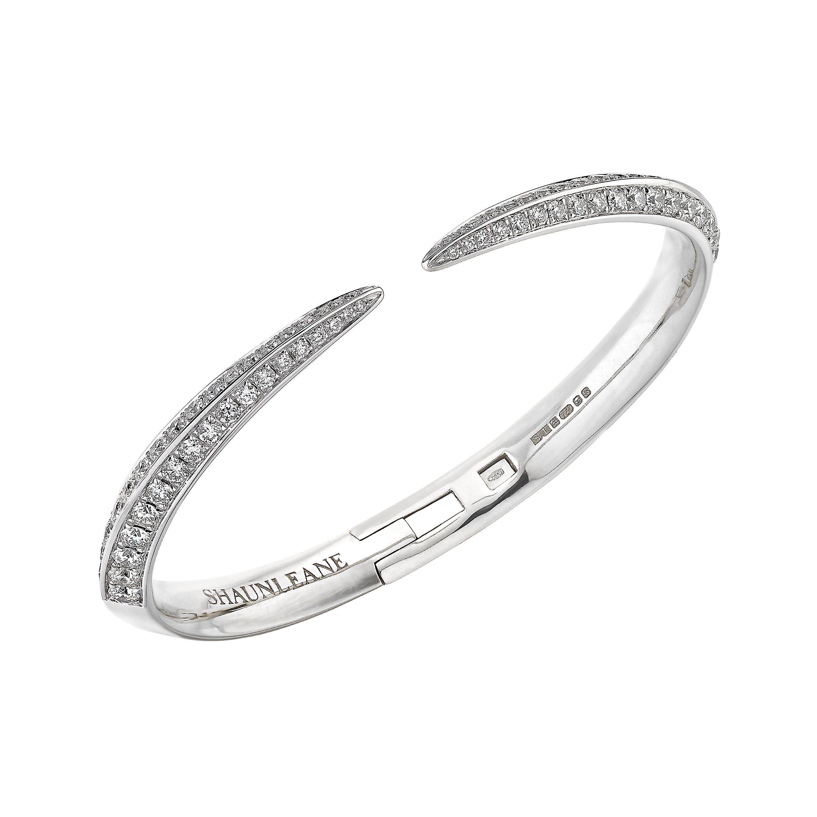 Sabre Fine Medium Bangle - 18ct White Gold & Diamond