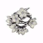 Cherry Blossom Full Flower Ring - Silver & Diamond