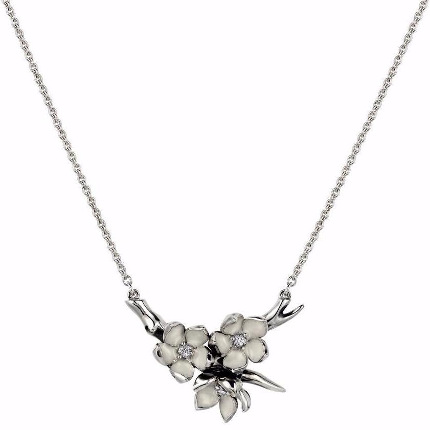 Silver and Diamond Small Branch Pendant