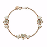 Cherry Blossom 3 Flower Bracelet - Rose Gold Vermeil, Diamond & Pearl