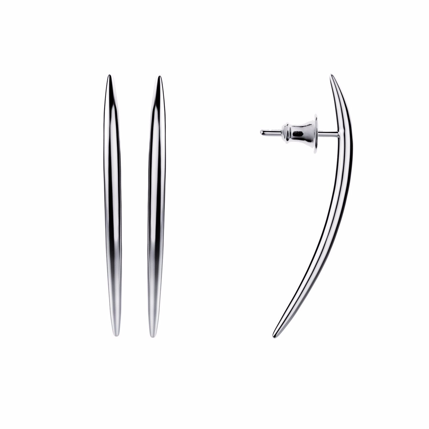 Quill Long Drop Earrings - Silver