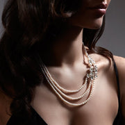Cherry Blossom Necklace - Silver, Diamond & Pearl