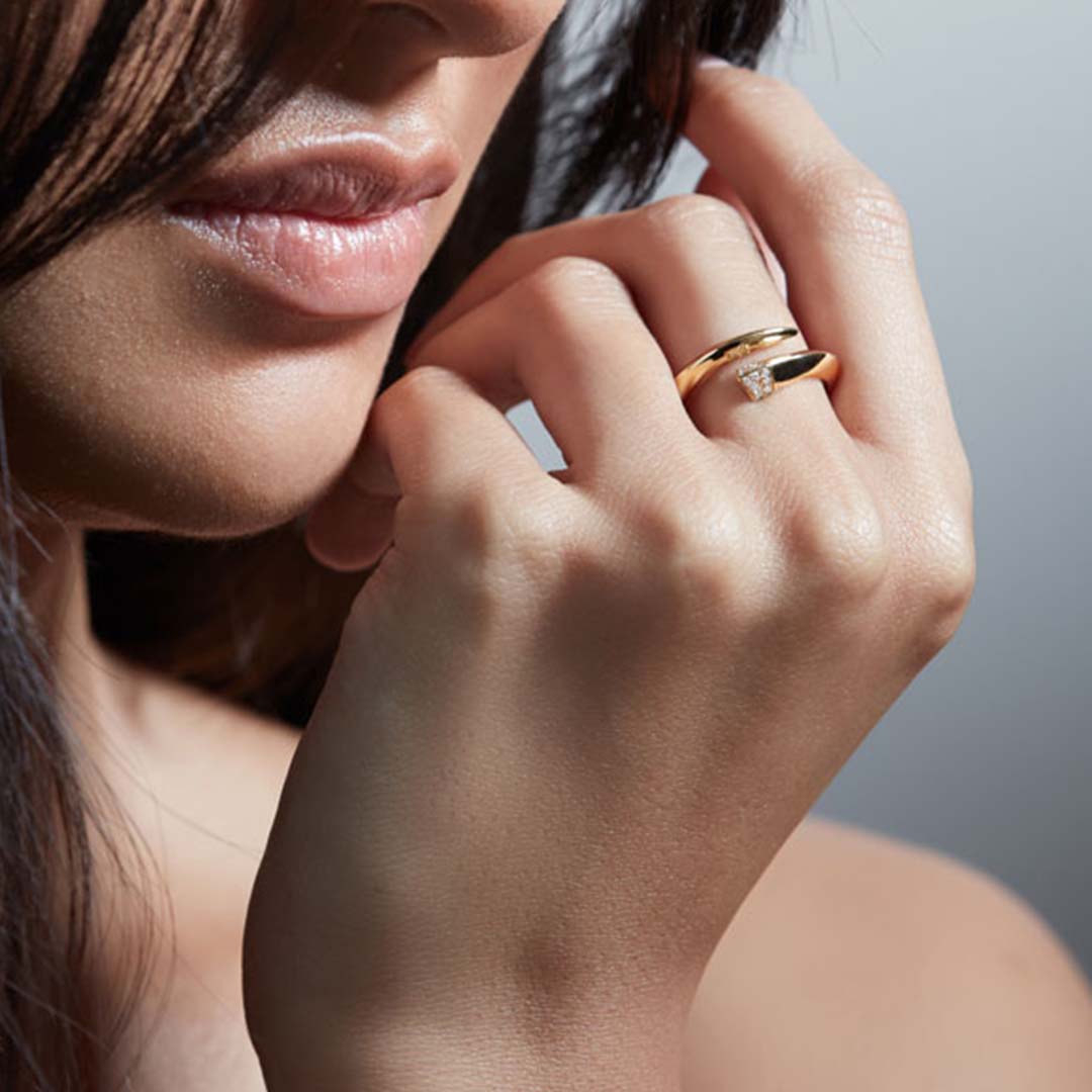 Sabre Ring - Yellow Gold Vermeil & Diamond Pavé