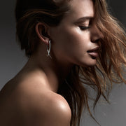 Sabre Crossover Earrings - Silver & Diamond Pavé