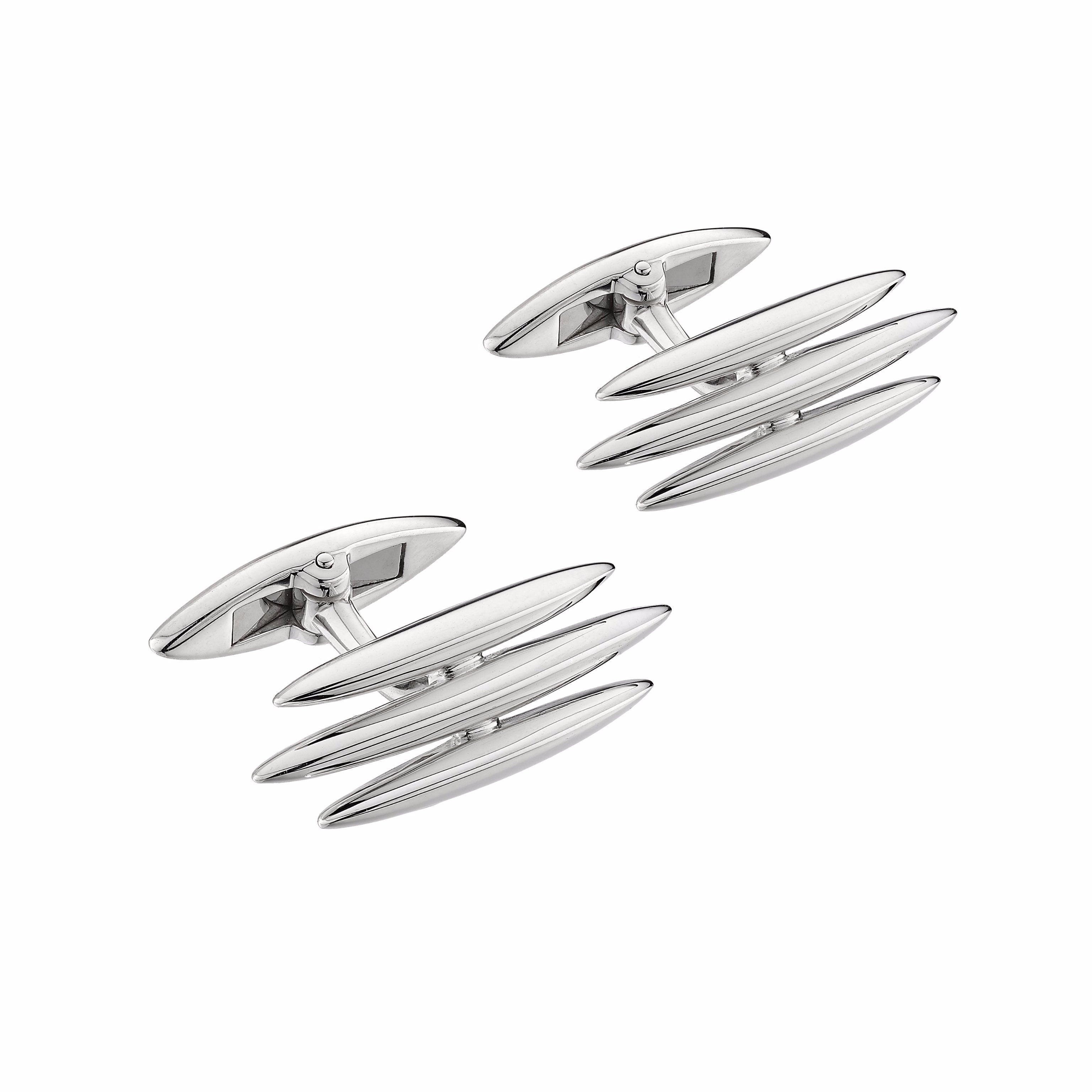 Silver Triple Arc Cufflinks