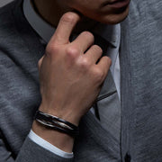 Arc Multi Wrap Bracelet - Leather & Silver