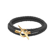 Quill Black Bracelet - Yellow Gold Vermeil & Leather