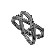 Rose Thorn Wide Band Ring - Silver Black Rhodium