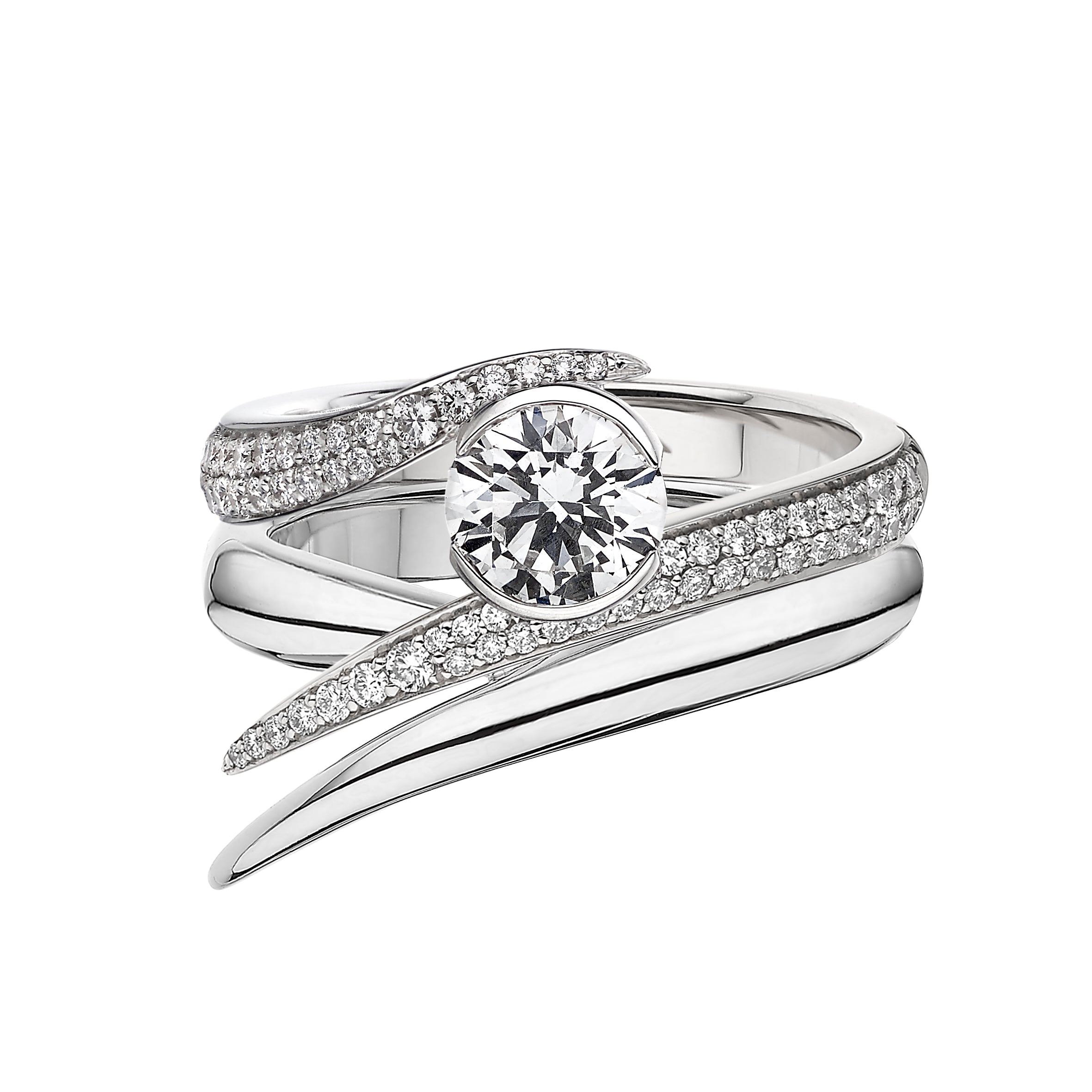 Interlocking Solitaire100 Engagement Ring - 18ct White Gold & 1.50ct Diamond