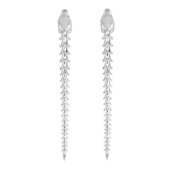 Shaun Leane Serpent Trace Silver Long Diamond Earrings