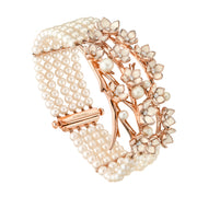 Cherry Blossom Strand Bracelet - Rose Gold Vermeil, Diamond & Pearl