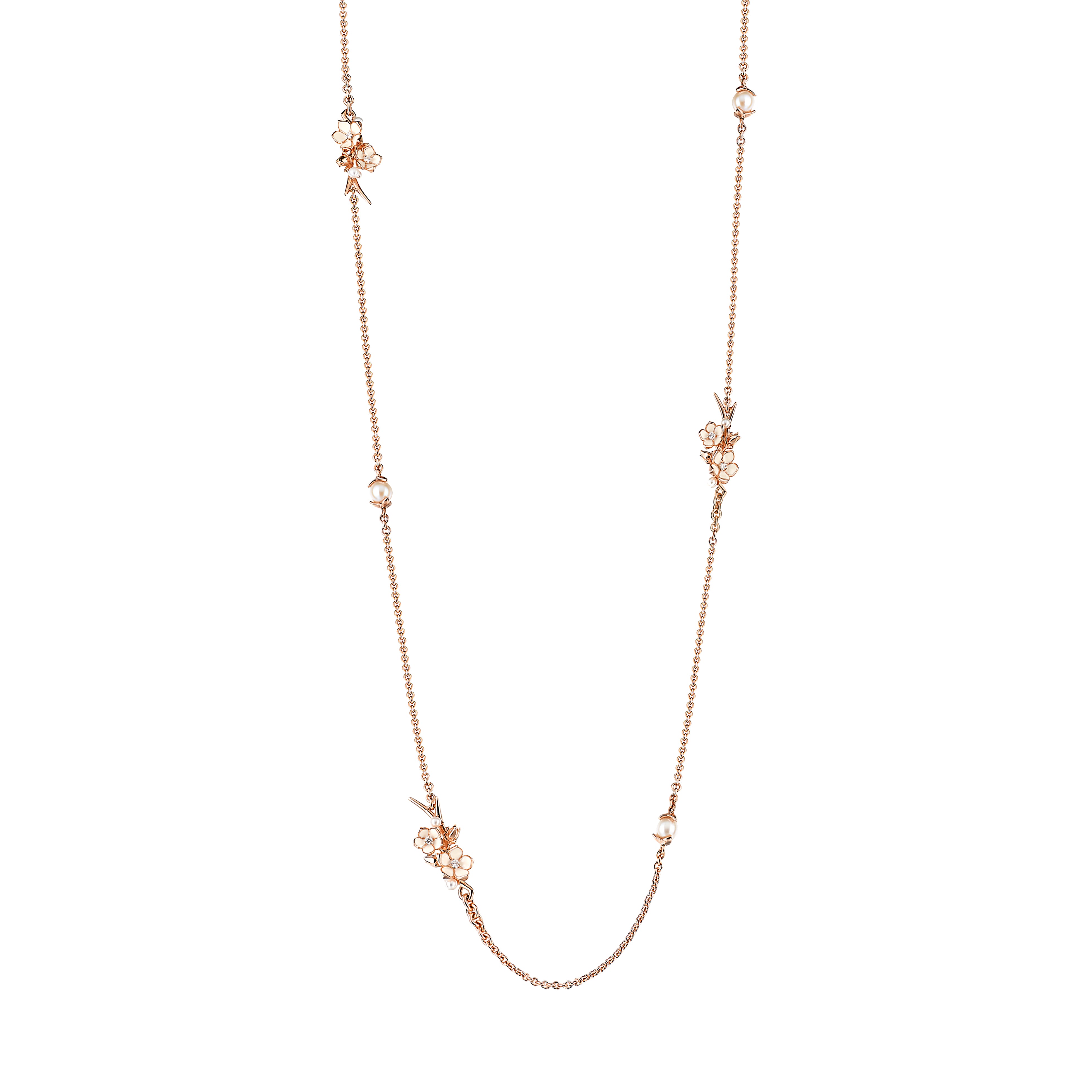 Cherry Blossom Sautoir - Rose Gold Vermeil, Diamond & Pearl