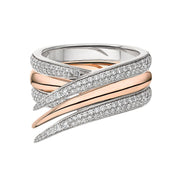 Interlocking Stacked Ring - 18ct Rose Gold & White Diamond