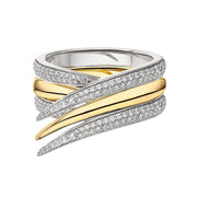 Interlocking Stacked Ring - 18ct Yellow Gold & Diamond