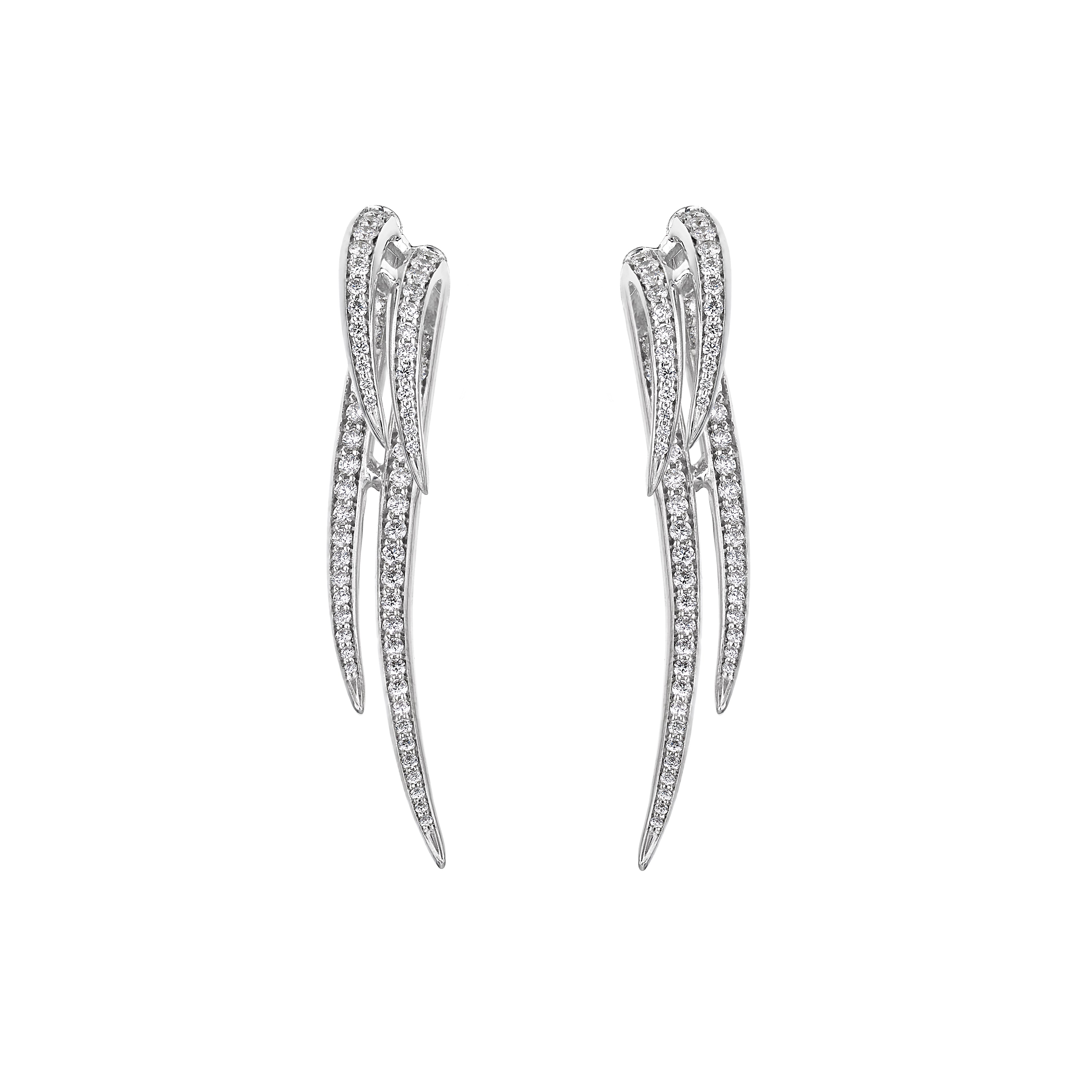 Armis Double Hook Earrings - 18ct White Gold & Diamond Pavé