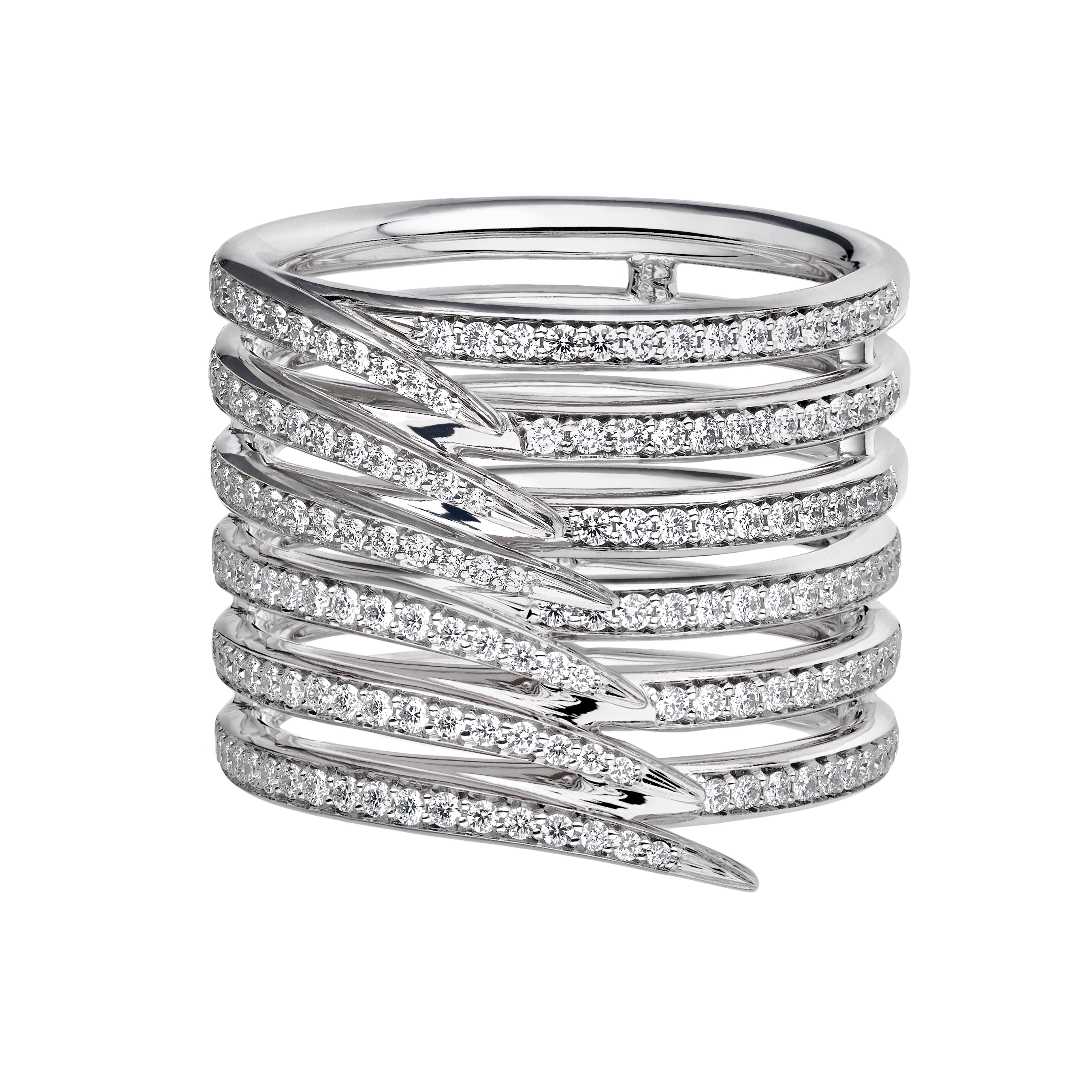Armis Triple Row Ring - 18ct White Gold & Diamond Pavé